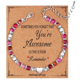 Dochais Women's Bracelet 925 Silver Natural Healing Stones Bracelet Gifts for Women Girls Bracelet Birthday Gift Gemstones Pearl Bracelet Women, 21 cm, Stainless Steel