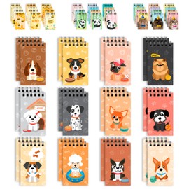 Decorably 24 Pack Dog Themed Mini Notebooks for Kids - 12 Adorable Designs 2.4x4in Small Notebooks for Kids, Spring-Bound, 20 Sheets