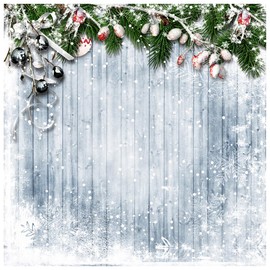 WOLADA 8x8ft Christmas Backdrop for Photography Rustic Wooden Wall Snowflake Xmas Tree Photography Backdrop Baby Kids Shower Photography Background Photo Studio Props 11717