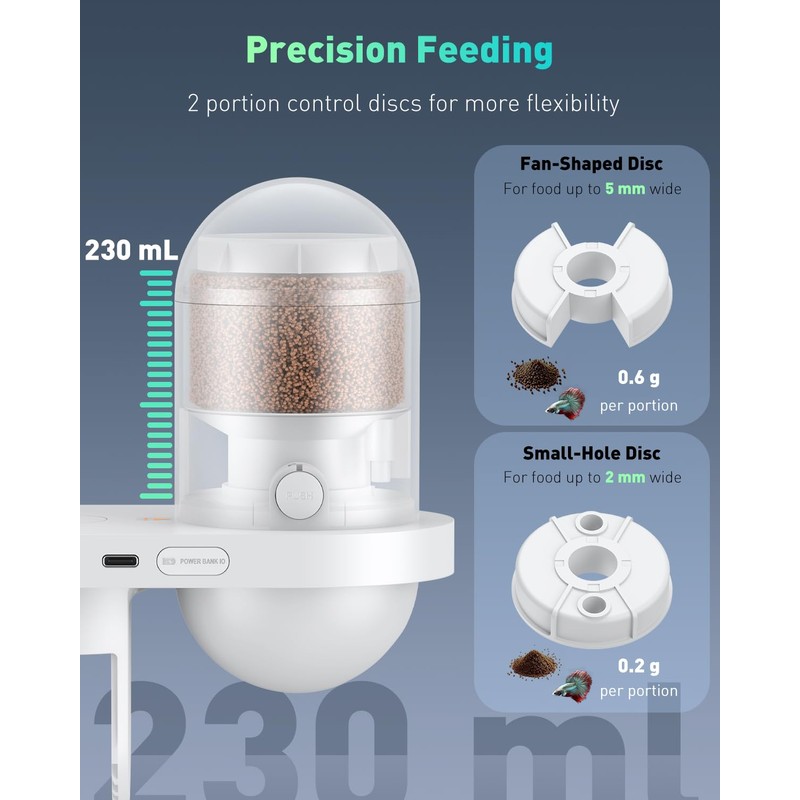 Pawfly WiFi Automatic Fish Feeder for Aquariums, Smart Auto Fish