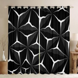 Feelyou Cortinas de rodar de abeja de neón, con temática geométrica para adolescentes y niños, cortinas de ventana para adultos, decoración de recámara con estampado 3D, gris y negro, para sala de