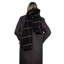 Comilaka Women's Scarf XXL Shoulder Scarf Checked Scarf Winter Oversized Poncho 200 x 70 cm, black