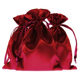 Knitial 3" x 4" Wine Satin Gift Bags, Jewelry Bags, Wedding Favor Drawstring Bags Baby Shower Christmas Gift Bags 50 per Pack