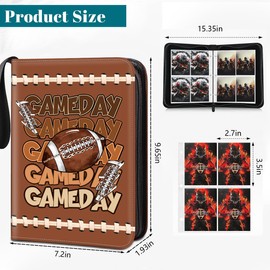Football Card Binder, Trading Card Holder Protectors, 4 Pocket Fits 400 Cards with 50 Removable Sleevesves Card Storage Album Folder Case Collector