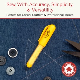 Fabric Markers for Sewing – Ergonomic Tailors Chalk Pen with Improved Dosing Wheel for Sharp Lines - Washable Sewing Chalk Marking Pens that are Compatible with Most Fabrics - Yellow 1 Pack