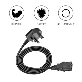 3pin Power Cable Replacement for Anycubic Kobra 2 Pro 3D Printer UK Mains AC Power Cord Lead Plug