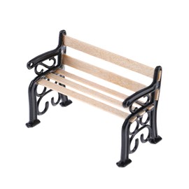 QIHAWN 1/24 Black Wooden Miniature Park Bench for Diorama Model Scenery
