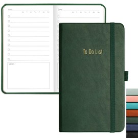 RETTACY To Do List Notebook - Pocket To Do List Planner NotePad with 192 Pages, Pen Holder, Back Pocket, for Women Men Work Office Travel 9.4 x 16.8cm - Green