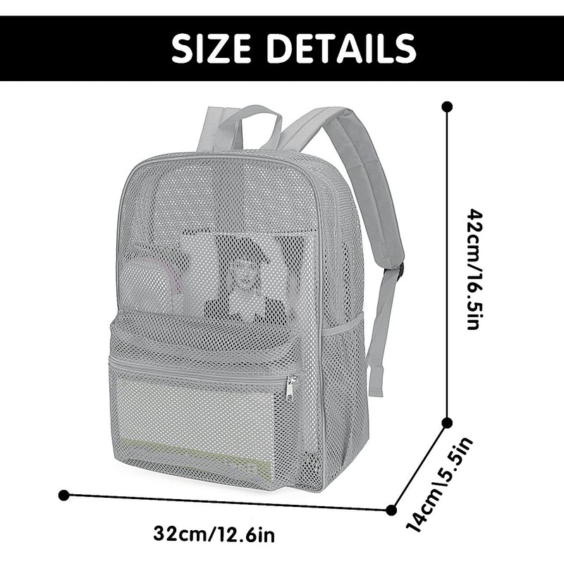 MCWTH Heavy Duty Mesh Backpack, See Through School College Student