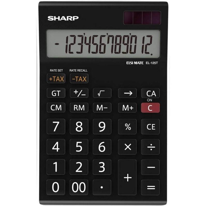 Sharp EL-125TWH Office Desktop Calculator - Black/White