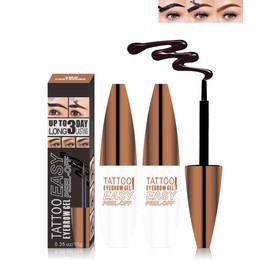 Brow Tattoo Peel Off Tinting Gel,2 Pcs Light Brown Long Lasting Eyebrow Tinted Makeup Gel Women Peel Off Eye Brow Waterproof Transfer-proof,Natural Color Eye Makeup for Fuller& Defined Looking Brow-02