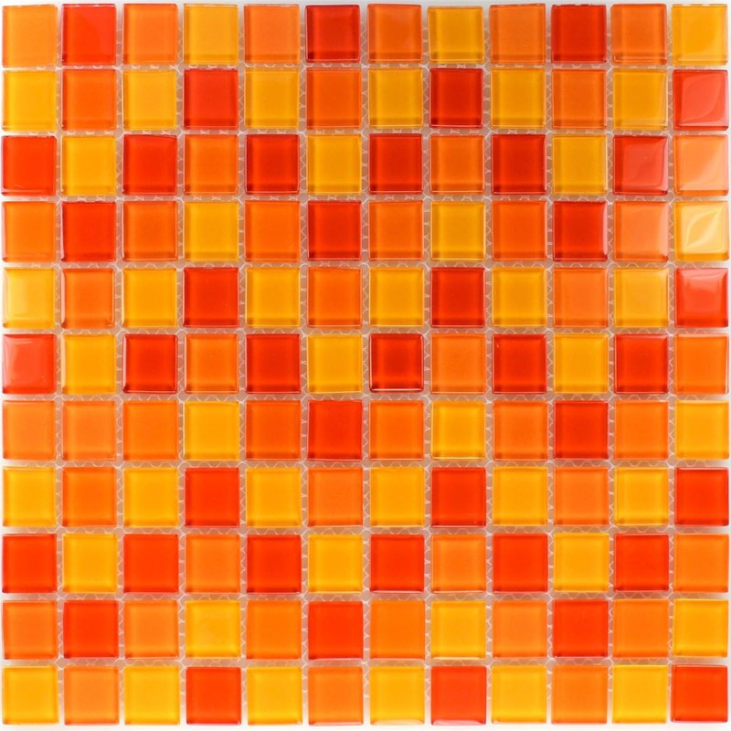 Glass Mosaic Tiles Red Orange Yellow