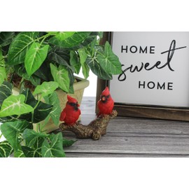 The Bridge Collection Cardinals Perched on a Tree Branch Figurine - Beautiful Red Winter Cardinals Couple Garden Decoration