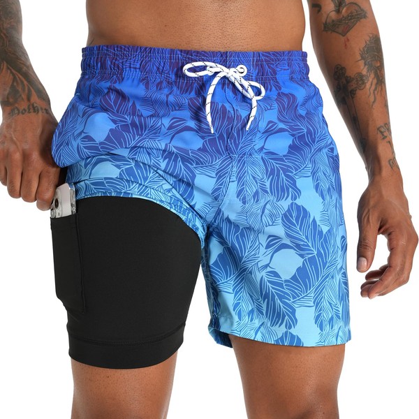 zeetoo Mens Swim Trunks 5.5 Inch with Compression Liner 2