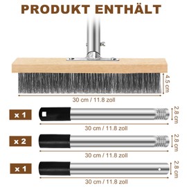 Wire Brush for Moss Removal with Handle, Robust and Durable Steel Wire Broom with Telescopic Handle 120 cm, 30 cm Wire Broom for Paving Stones, Moss Removal, Algae, Yard, Wall, Garden and Patio