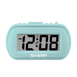 Sharp Digital Alarm Clock – Tactile Case with Soft Rubberized Finish - Battery Operated – Blue Backlight on Demand – Ascending Alarm – Easy to Use - Mint