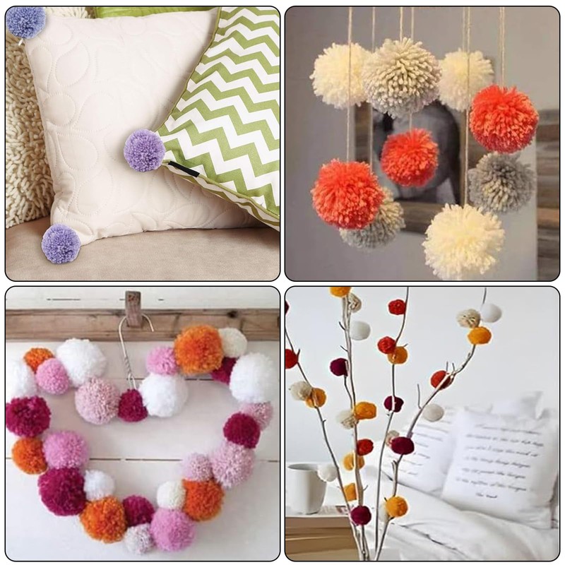8 Pieces PomPom Maker, Plastic Pompom Maker Set, DIY Fluff