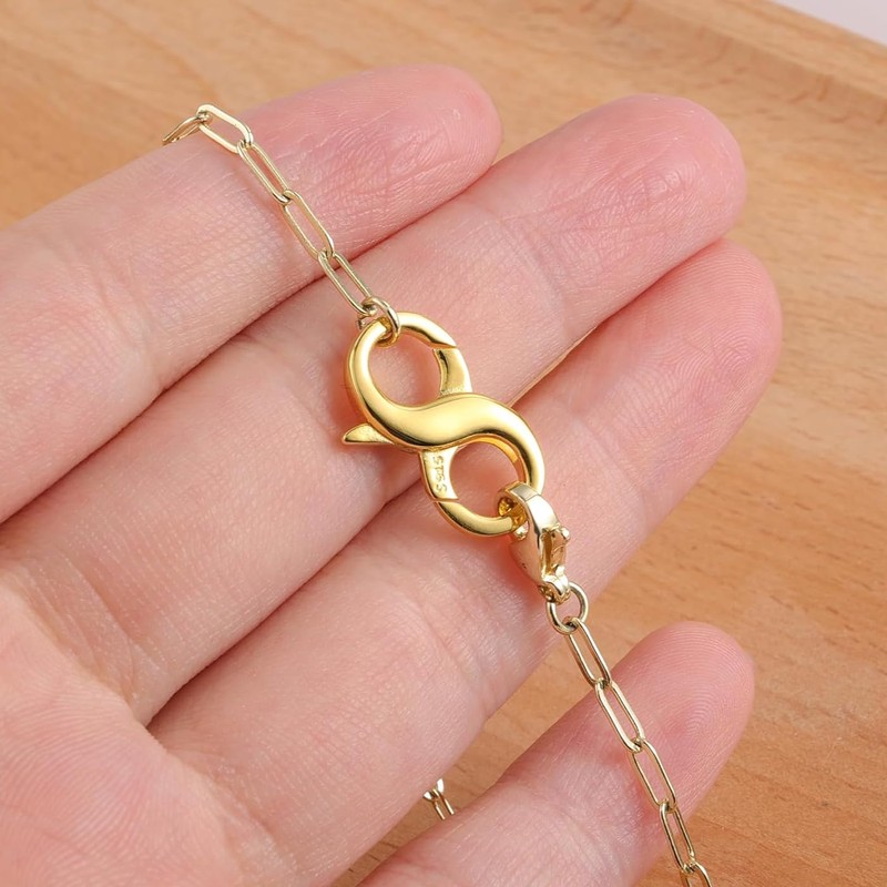 MY-BEAD Infinity Chain Clasp 925 Silver 14 K Gold-Plated Double