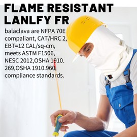 LANLFY FR Balaclava Welding Hood 100% Cotton Full Face Mask for Men Women HRC2 Neck Covering Neck Head Protector White