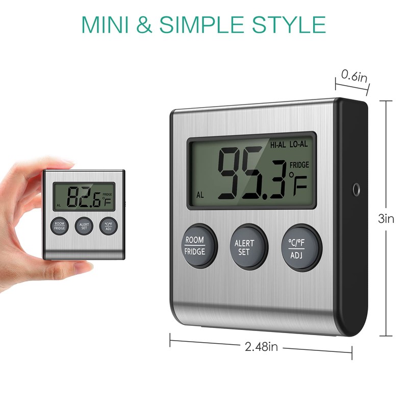 ORIA Refrigerator Thermometer, Digital Fridge Thermometer with High Low Temperature