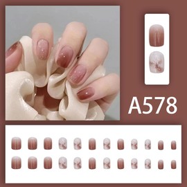 Nail Tip, 2024 False Nail Tip, Short, 24 Pieces, Popular, Nail Supplies, Nail Stick, 3D, Just Paste False Nails, Wedding Nail Tip, Reusable, Bridal Nails, Fashion, Nails, Weddings, Graduations, Dating