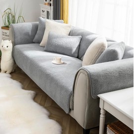 Soft Velvet Sofa Covers 1-4 Seater Sofa Covers with Non-Slip Backing, Ideal for Throw and Protector for Sofas, Also Suitable for Corner Sofa, and Suitable as Sofa Protector for Households with Dogs