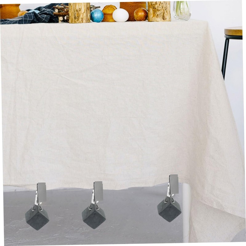 Mobestech 6Pcs Decorative Tablecloth Weights with Metal Clips Stone Table