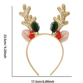 Reindeer Antlers Headband,Christmas Gold Reindeer Costume Headbands for Christmas Holiday Party