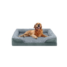 FERPOSH Orthopedic Dog Bed Mat with Removable Washable Cover and Waterproof Lining, with Anti Slip Bottom, Pet Sleeping Mat with Side Edges, 42" x 31", Gray