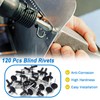 BESTYCHAO Pop Rivets, 120pcs 5 Sizes Large Flange Aluminum Blind
