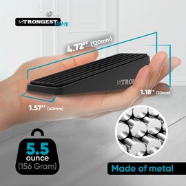 STRONGEST HOME Strongest Door Stopper, Heavy Duty Door Stop Wedge Made of Premium Quality Zinc and Rubber Suits Any Door,Any Floor. Set of 4 and Additional Self Adhesive Wall Protectors