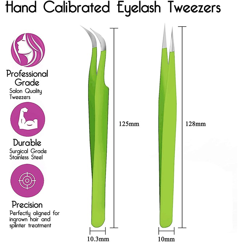 SIVOTE Lash Tweezers for Eyelash Extensions, Hand Calibrated Straight &