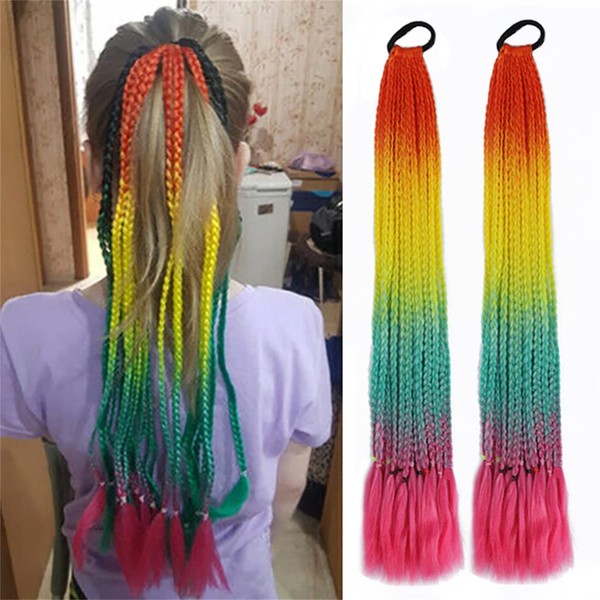 1pcs Synthetic Colored Box Braided Ponytail Hair Extensions Overhead Tail