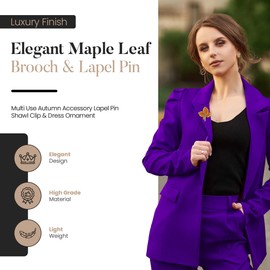 Mecool 2.36" Maple Leaf Women's Brooches & Pins Autumn Fall Leaves Brooch Pin for Clothes | Party Ladies Brooches for Wedding & Stylish Elegant Lapel Pin for Clothes