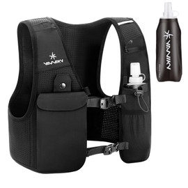 Running Vest for Women Men, Lightweight Breathable Hydration Vest with 500ml Soft Flask, Adjustable Reflective Running Vest with Pockets for Trail Running Hiking