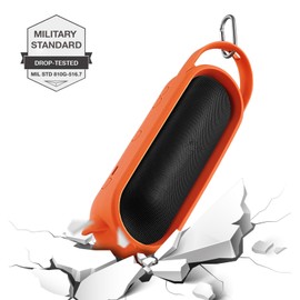 OURHZTB Silicone Protective Case Cover Compatible for Beats Pill 2024 Portable Wireless Bluetooth Speaker, Travel Carrying Pouch Stand Up Shell with Handle (Orange)