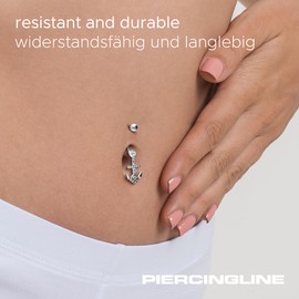 PIERCINGLINE Titanium Belly Button Piercing | Anchor 925 Silver | Piercing Banana Bell Banana | Choice of Colours, Titanium (grade 23) / 925 silver