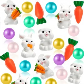 60pcs Easter Vase Filler, Multicolor Pearl Beads and Bunny,Rabbit Candy Cane Faux Pearls for Home Table Decor,Centerpieces Table Decorations,Table Scatters(Pastel)