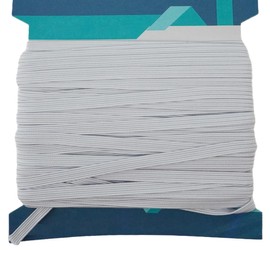 Trimming Shop 6mm Wide Elastic Cord, Soft and Stretchy Flat Elastic Band for Sewing Clothing, Knitting, Craft Projects, Skirts and Trouser Bands, White, 50 Metres