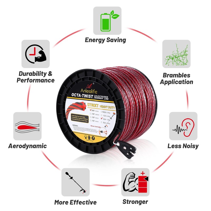 A ANLEOLIFE 3-Pound Heavy Duty Octa-Twist .120-Inch-by-656-ft Trimmer Line Spool,OTRIXT