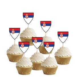 AK Giftshop Serbia Flags Party Food Sticks Picks Cupcakes Decorations Toppers (24 Pack)