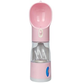 SIPPAW Cherry Pink 4-in-1 Portable Dog Water Dispenser+Food Storage+Built-in Poop Bag Holder+Scoop | 258ml Water & 220ml Food Capacity | Leakproof | Food-Grade ABS Material.