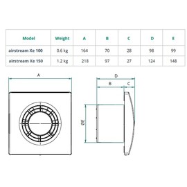 Brookvent Airstream Xe 100 (Intermittent Extractor Fan), white, 100mm/4inch
