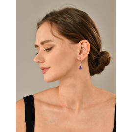 YL 10x7mm Dangle Earrings Amethyst 925 Sterling Silver Leverback Earrings for Women Teardrop Created Birthstone Jewelry Gifts