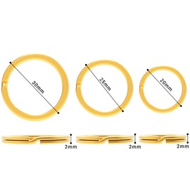 Gimars Stainless Steel Key Rings, Round Flat Key Ring Split Ring for Car, Home, Key Accessories, gold