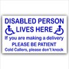 Disabled Person Lives Here Door Sign (Sticker)