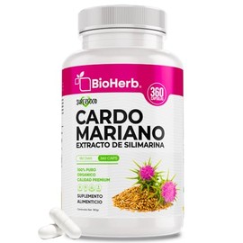BioHerb® | Cardo Mariano 100% Puro | Extracto de Silimarina Estandarizado al 80% con 360 Cápsulas de 500 mg | Suministro para 180 Días | Fórmula Premium | Suplemento Alimenticio