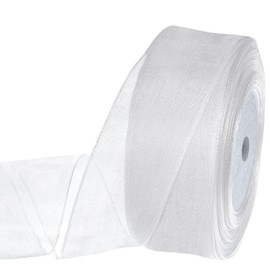 1-1/2 Inch Organza Ribbon 50 Yards/Roll Sheer Ribbon for Gift Wrapping Party Decoration Crafts Decoration (White)