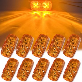 NBWDY 10Pcs 4'' White Trailer Side Marker Lights Double Bullseye Strobe+High/Low Lighting Warning Reverse Back up Tail Running RV Taillight Tiger Eye Rectangle Clearance Light for Camper,Trucks,Boat