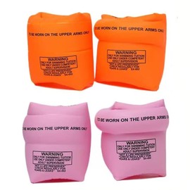 PVC Arm Floaties Inflatable Swim Arm Bands Floater Sleeves Swimming Rings Tube Armlets for Youth and Adults with Drink Holder (Orange and Pink)